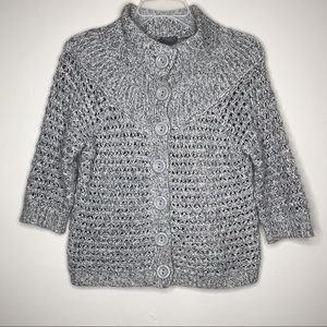 Ann Taylor Petite Gray Wool Cardigan